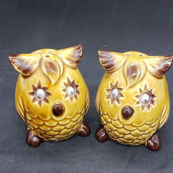 Ceramic Gold Owl Creamer and Salt & Pepper Set - Picture 13 of 14